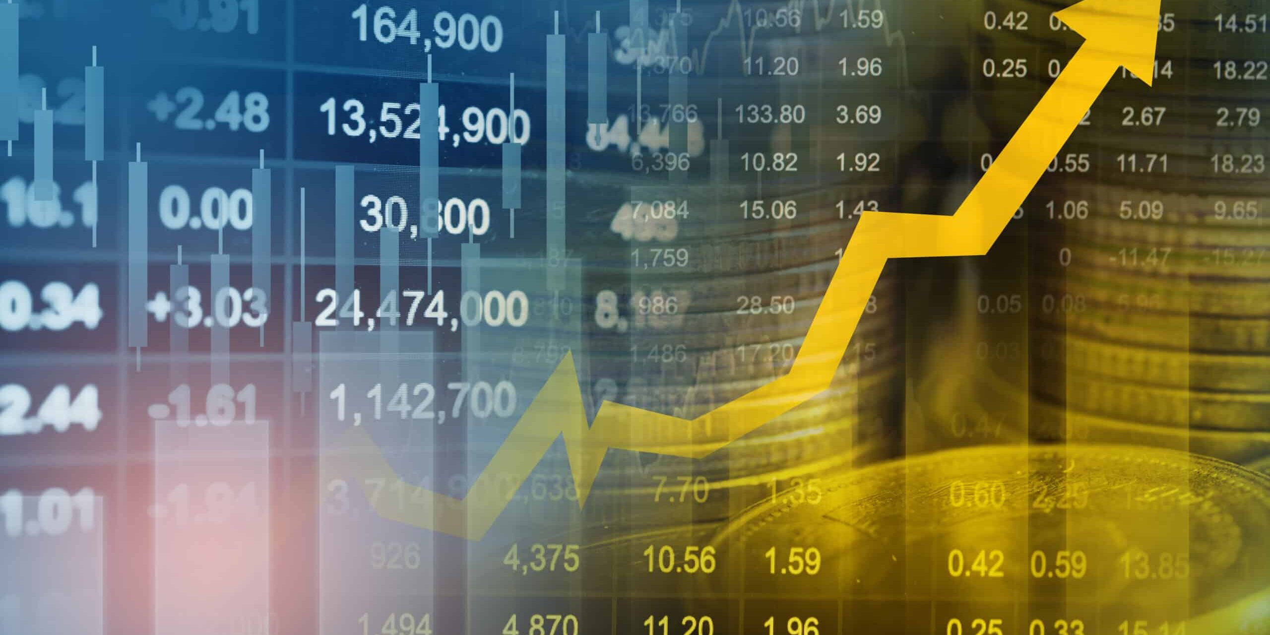 Stock market finance business, economy trend graph digital technology.